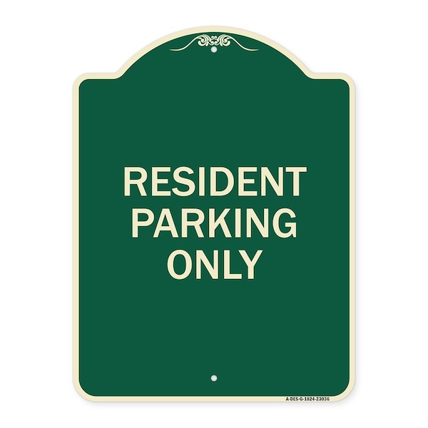 Signmission Reserved Parking Resident Parking Heavy-Gauge Aluminum Architectural Sign, 24" x 18", G-1824-23036 A-DES-G-1824-23036 - main